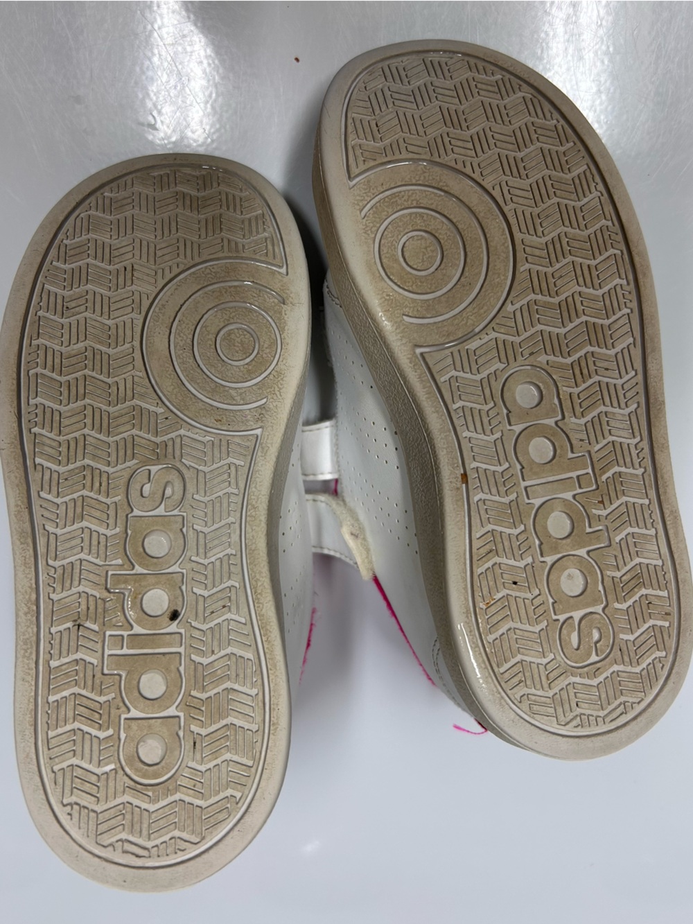 Adidas Advantage Neo Comfort footbed Kid Girl US Sz 9K White Sneaker Pink Lined - Picture 6 of 7